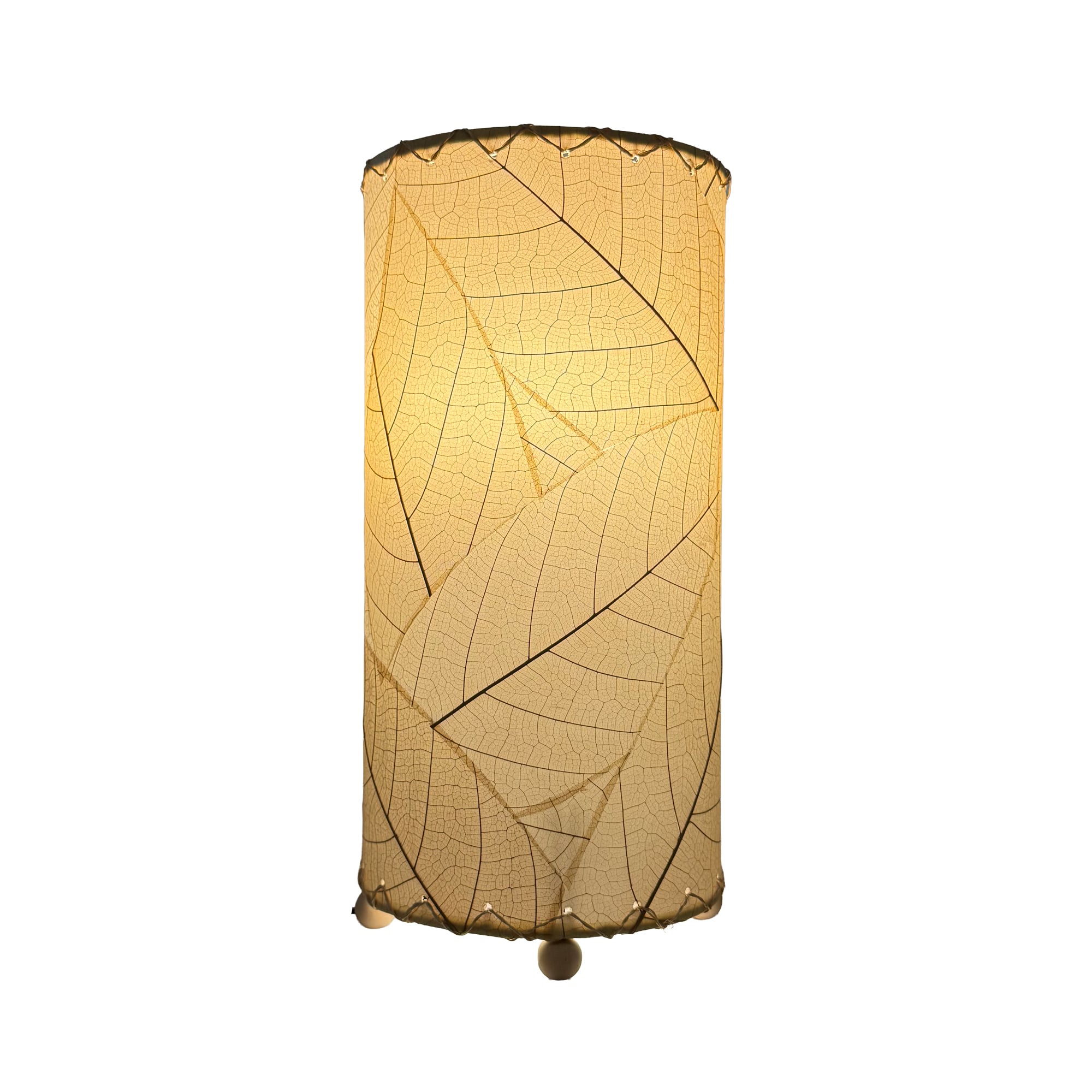 Eangee Home Design 380 Series Natural table lamp with soft cream fossilized leaves, displayed on a white background to highlight its organic tone and subtle handcrafted texture.
