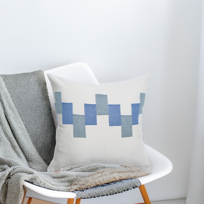 Ve Pillow Cover Blue Beige <br>(Item # ss24c_03)