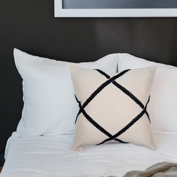 Diamond Pillow Cover Black <br>(Item # fw23_ce_07)