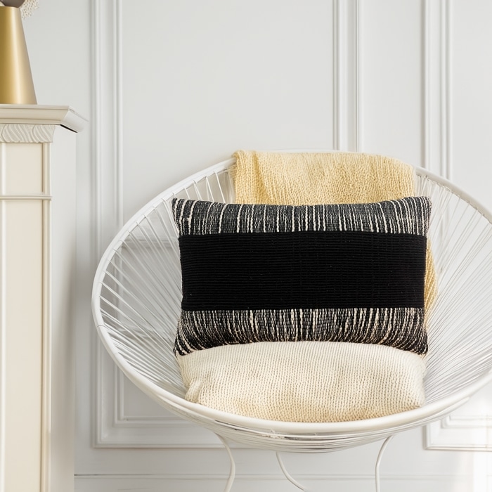 Wool Lumbar Pillow Cover Black <br>(Item # fw24_pc02) - Image 2