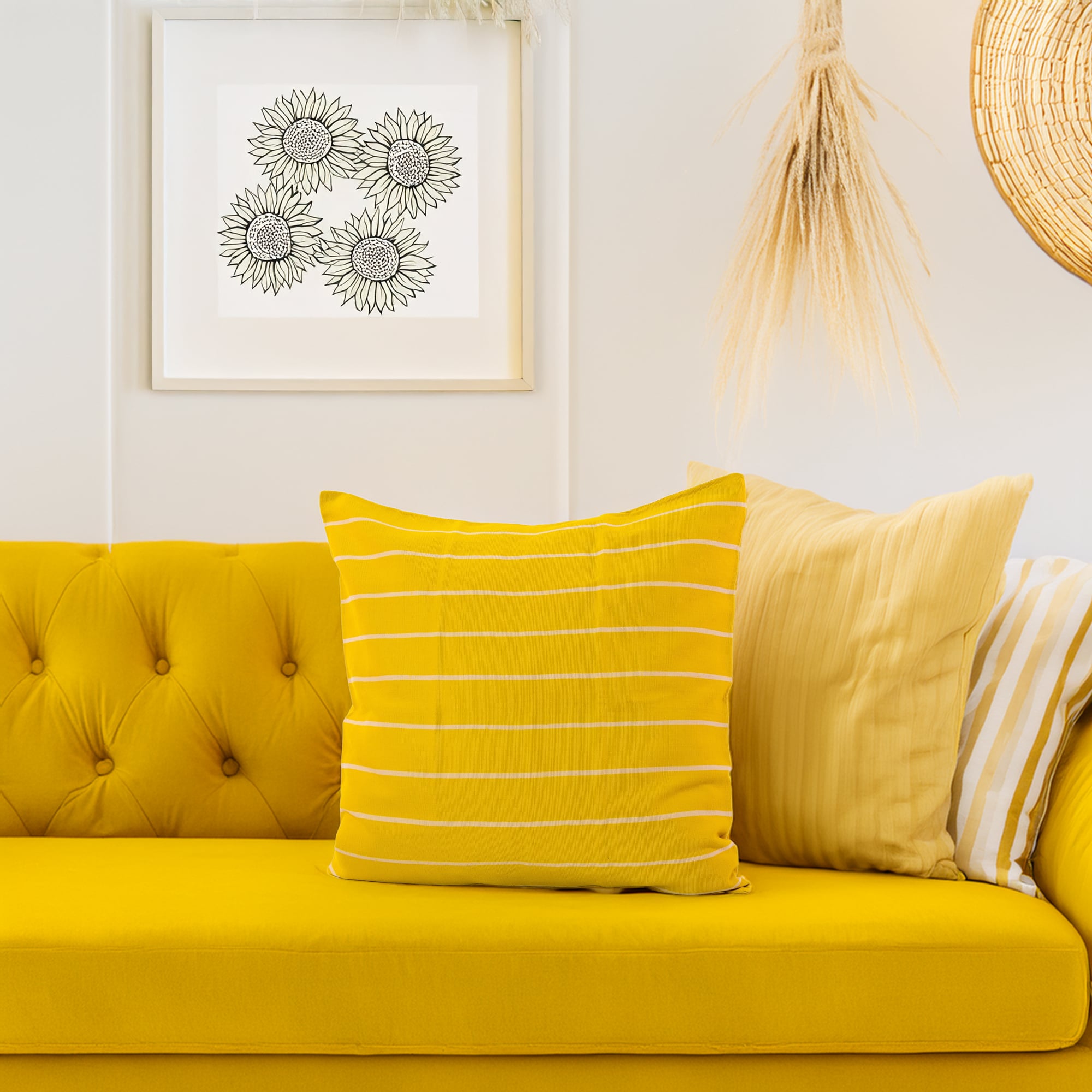 Rayas 2 Pillow Cover Yellow <br>(Item # ss23_hcc_09) - Image 3