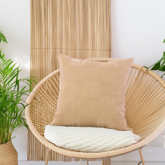 Chess Pillow Cover  Natural <br>(Item # ss23_hcc_15)