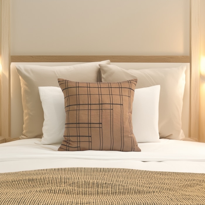 Broken Grid Pillow Cover Tan <br>(Item # ss25_pc05)