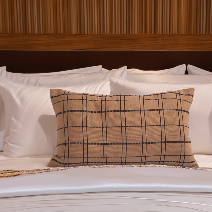 Grid Lumbar Pillow Cover Tan <br>(Item # ss25_pc06)