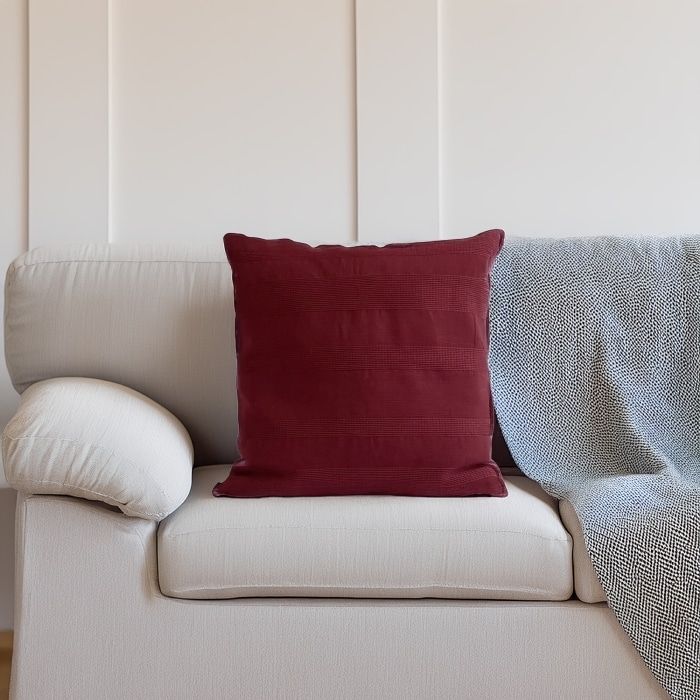 Lines Pillow Cover Burgundy <br>(Item # ss25_pc07) - Image 2