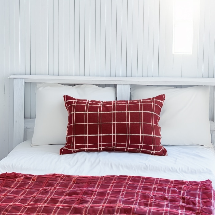 Grid Lumbar Pillow Cover Burgundy <br>(Item # ss25_pc09)
