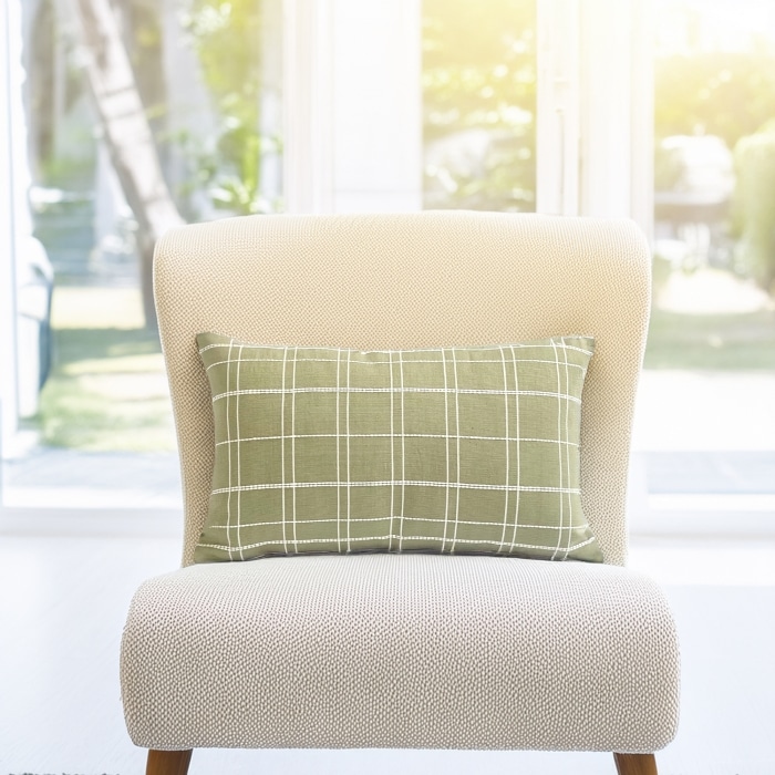 Grid Lumbar Pillow Cover Green <br>(Item # ss25_pc12) - Image 2