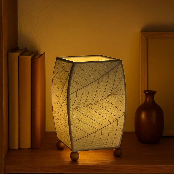 Mini Square Cocoa Leaf Table Lamp Gray<br>(Item # 377 gr)
