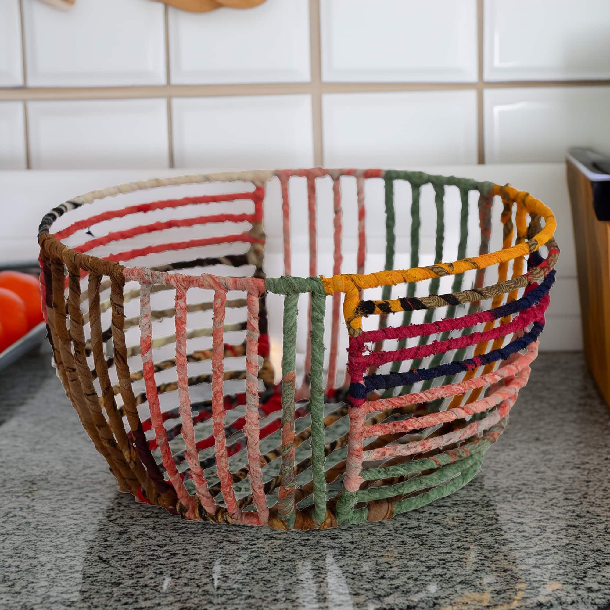Recycled Sari Wrapped Basket<br>(Item #tt-6832680) - Image 3