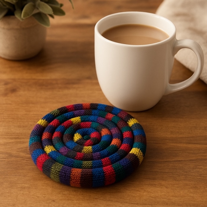 Small Spiral Spiced Heatable Trivet Bright Patterns<br>(Item #ch14b-br)