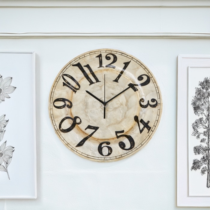 Clock Wall Decor Pearl With Black Numbers <br>(Item # m1502) - Image 2
