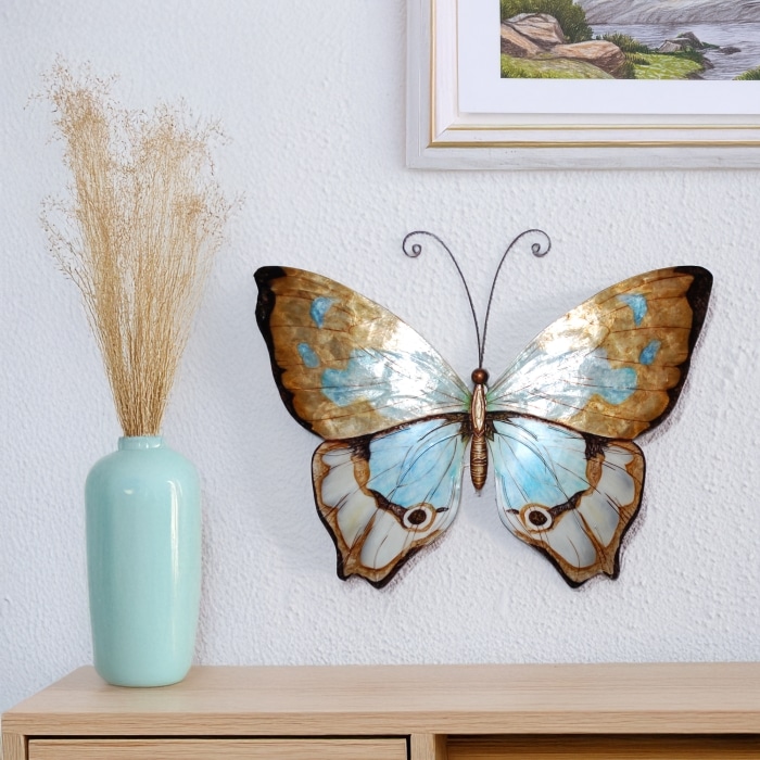 Butterfly Wall Decor Copper With Aqua <br>(Item # m2006) - Image 2