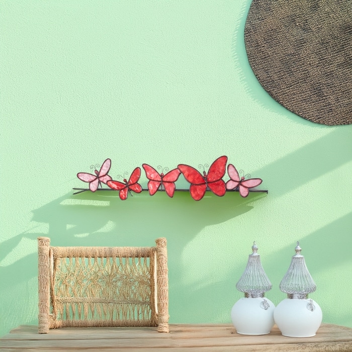Butterflies On A Wire Wall Decor Red <br>(Item # m2020 r) - Image 2