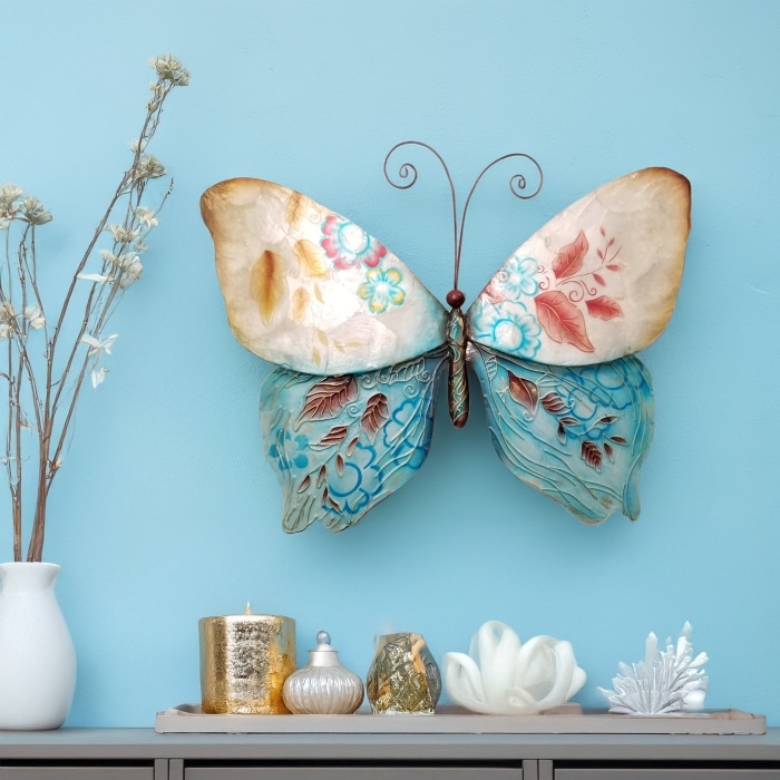 Butterfly Wall Decor Blue And Pearl <br>(Item # m2028) - Image 2