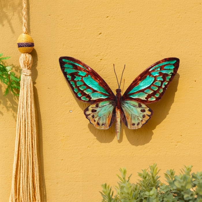 Butterfly Wall Decor Aqua And Gold <br>(Item # m2052)
