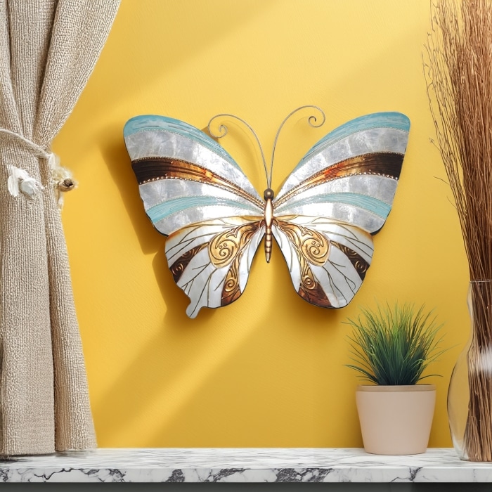 Butterfly Wall Decor Blue Pearl And Copper <br>(Item # m2062)