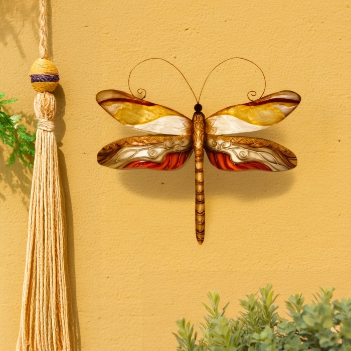 Dragonfly Wall Decor Pearl Tan And Brown <br>(Item # m4018) - Image 2