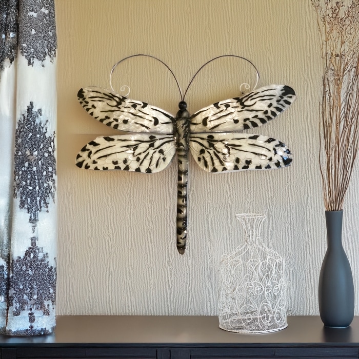 Dragonfly Wall Decor Black And White <br>(Item # m4031)