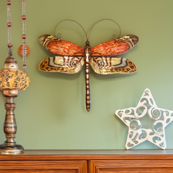 Dragonfly Wall Decor Red Multi Color <br>(Item # m4032)