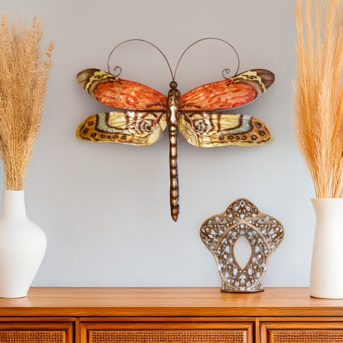 Dragonfly Wall Decor Red Multi Color <br>(Item # m4032) - Image 2