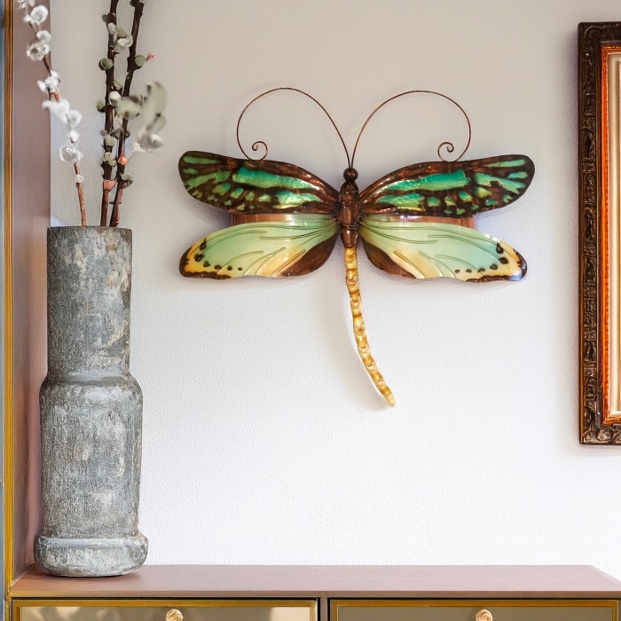 Dragonfly Wall Decor Aqua And Gold <br>(Item # m4034) - Image 2