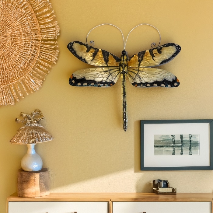 Dragonfly Wall Decor Gold And Blue <br>(Item # m4035) - Image 2