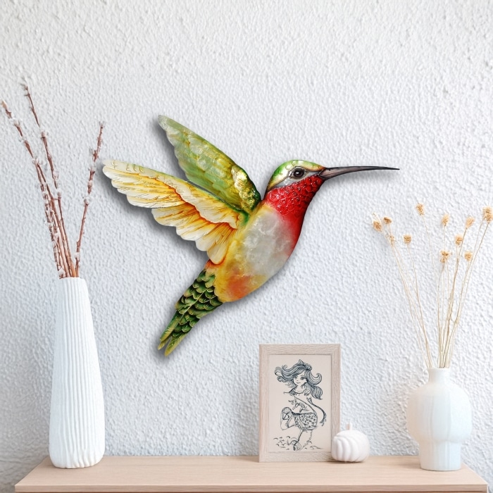 Hummingbird Wall Decor Yellow And Green Large  <br>(Item # m7017 l g)