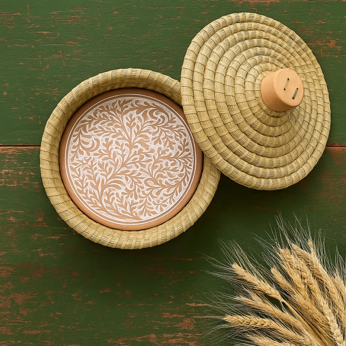 Lidded Pangara Terracotta Bread Warmer<br>(Item # serrv-46961)